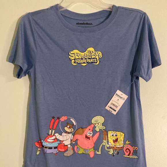 Nickelodeon SpongeBob Square Pants Bedtime Pajamas/Shirt - Size Med, Color Blue - Picture 1 of 12